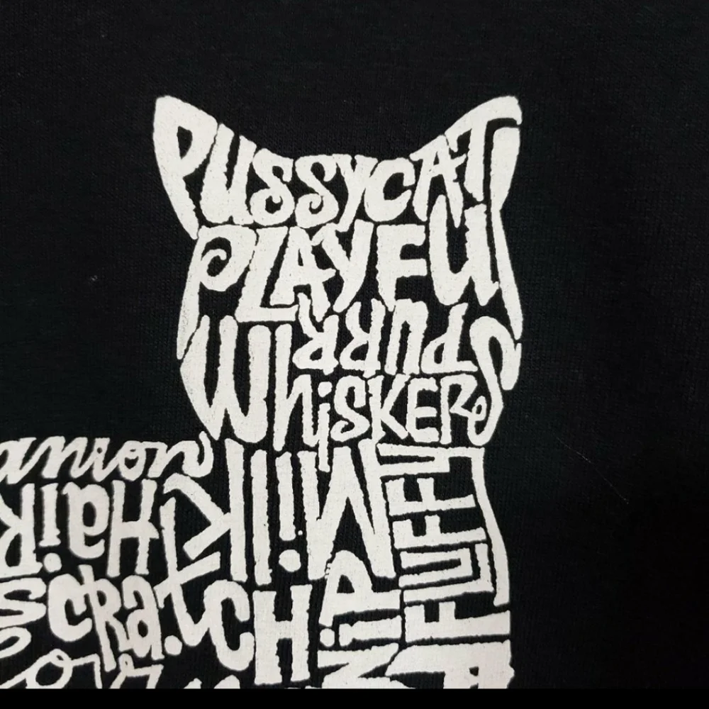 LA Pop Art NWT cat words to make a cat graphic long sleeve shirt - Picture 5 of 8
